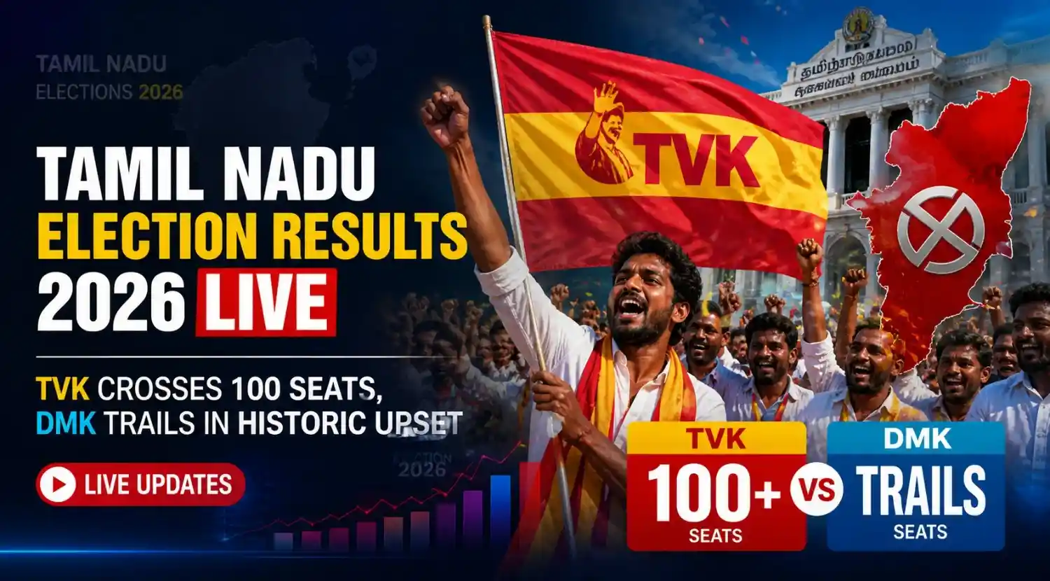 Tamil Nadu Election Results 2026 LIVE: TVK Crosses 100 Seats, DMK Trails in Historic Upset